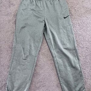 Nike Kids Gray Heather Joggers with Black Swoosh